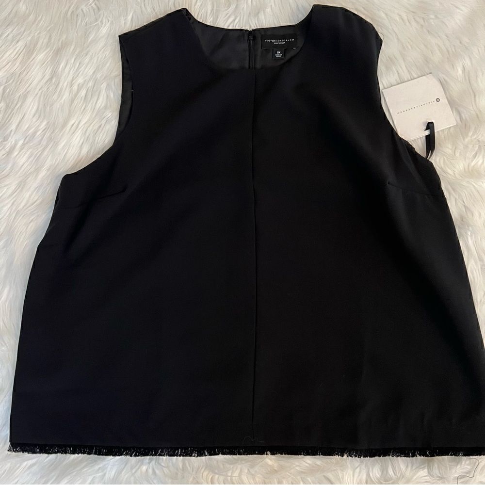 NWT Victoria Beckham For Target Top Black Sleeveless Size 2X Black Zip Back Plus